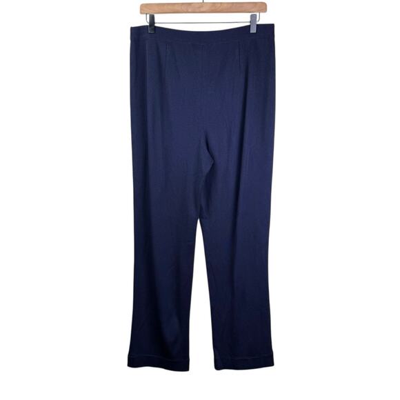 Exclusively Misook Navy Blue Acrylic Knit Pull On Full Length Straight Leg Pants - Picture 2 of 6